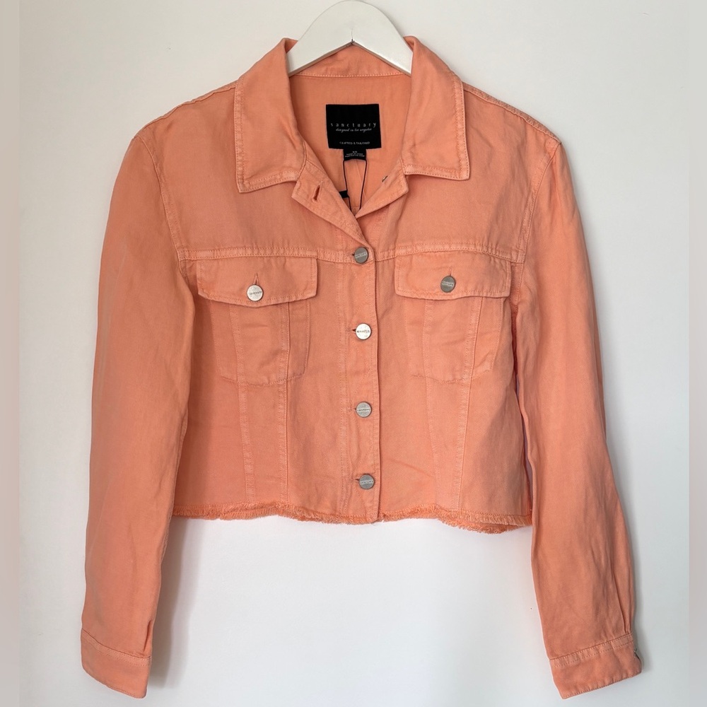 Sanctuary Orange Jean Jacket Classic Cropped Style